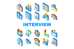 job interview hr preparation icons set vector Product Image 1