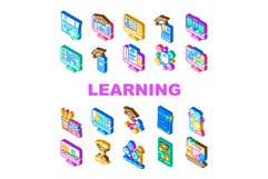 online learning platform study icons set vector Product Image 1