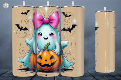 4 Cute Ghost Tumbler Sublimation, 20 oz Tumbler Wrap Product Image 2