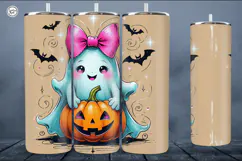 4 Cute Ghost Tumbler Sublimation, 20 oz Tumbler Wrap Product Image 2