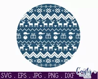 Santa Single Color Ugly Christmas Sweater Round Sign Svg Product Image 2