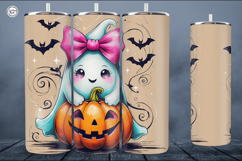 4 Cute Ghost Tumbler Sublimation, 20 oz Tumbler Wrap Product Image 3