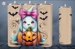 4 Cute Ghost Tumbler Sublimation, 20 oz Tumbler Wrap Product Image 3