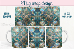 Aquamarine ocean pearl mug wrap 15oz sublimation designs png Product Image 1
