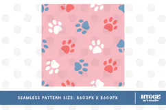 American 4th of July Cat Dog Paw Seamless Pattern PNG DTF Product Image 2