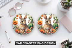 Hase Car Coaster Sublimation| Animal Coaster PNG Product Image 1