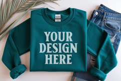 Irish Green Gildan 18000 Folded Flat Lay Mockups Product Image 1