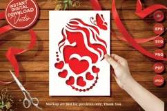 Papercut Fashion Lady with Hearts and Butterfly, Stencil Product Image 1