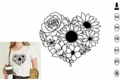 Flower Heart Svg Flower Svg Floral Heart Svg Product Image 1