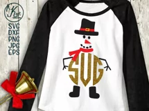 Snowman face with hat monogram clipart png svg dxf to cut Product Image 1