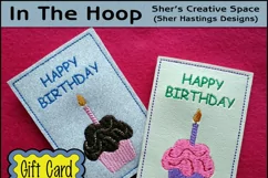 ITH Cupcake Gift Card Holder - Birthday Gift Card Holder - Machine Embroidery Product Image 1