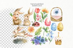 Watercolor Easter Bunny Clipart - PNG Files Product Image 2