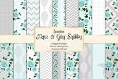 Aqua and Gray Shabby Digital Paper Product Image 1