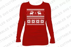 Christmas SVG | Reindeer Christmas Sweater | Shirt Design Product Image 3