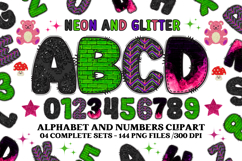Neon Glitter Alphabet png clipart,neon glitter letter doodle Product Image 1