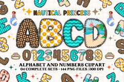 Nautical Princess png alphabet, princess letters doodle Product Image 1