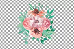 Coral and burgundy floral watercolor wedding bouquets decor Product Image 8