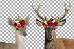 Deer couple with floral burgundy crown match shirt clip art Product Image 4