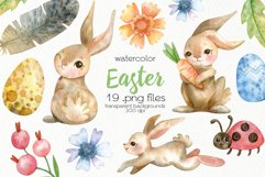 Watercolor Easter Bunny Clipart - PNG Files Product Image 1