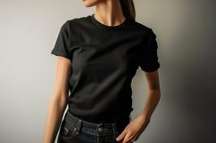 Gildan Black T-shirt Mockup on Woman Product Image 1