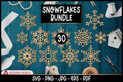 30 Snowflakes cutting files, Snowflakes laser cut Product Image 1