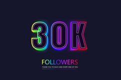 30k social followers and subscribers neon text effect. Product Image 1