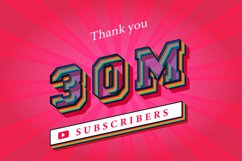 30m subscribers celebration thank you social media banner. Product Image 1
