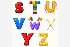 Birthday Alphabet PNG Bundle | 26 Boys Letters, Party Product Image 4