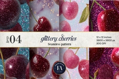 Glitter Coquette Cherry Pattern | Sparkly Glam Texture Paper Product Image 1