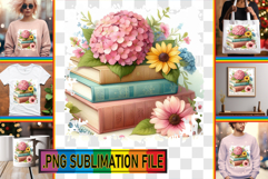 Joyful TSHIRT Gift Ideas PNG, Book and flower Product Image 1