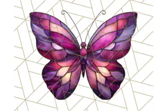 Stained Glass Butterfly PNG Colorful Clipart for Sublimation Product Image 3