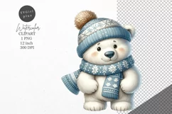 Christmas clipart, Polar bear clipart, Holiday clipart Product Image 1