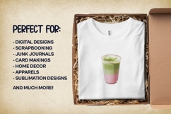 Matcha Strawberry Latte Clipart Bundle 6 PNG Product Image 3
