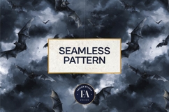 Bats Night Sky Pattern, Dark Gothic Bat Seamless Paper Product Image 3