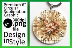 Whimsical Circle Design Keychain Template , Autumn Flower Product Image 1