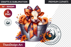 Autumn Cute animal in a bucket clipart Pumpkin thanksgiving Product Image 1