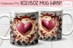 3D heart mug wrap design for sublimation | Valentine&#039;s day Product Image 1