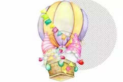 watercolour gnomes. air balloon, clipart. Summer, gnome clip Product Image 4