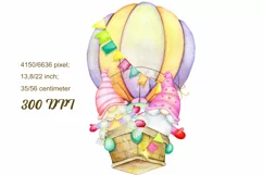 watercolour gnomes. air balloon, clipart. Summer, gnome clip Product Image 2