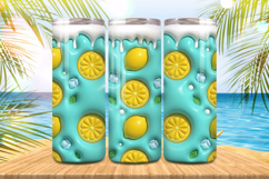 3D Puff lemons Summer Tumbler Wrap PNG Sublimation Product Image 1