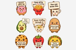 Cute Food Motivation Clipart | 19 PNG Kawaii Food Quotes Product Image 6
