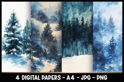 4 Winter Digital Papers I Christmas Junk Journal Pages Product Image 1