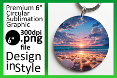 Chic Round Design Keychain Artwork , Summer Beach Product Image 1