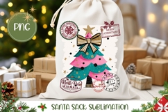 Colorful Christmas Tree Santa Sack PNG, Merry Christmas Bag Product Image 1