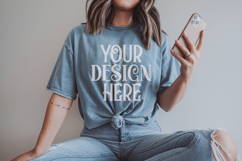 Blue Jean Comfort Colors 1717 T-shirt Mockups, Real Model Mo Product Image 1