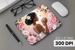 Afro Girl / Woman braided hair Mouse Pad, Black Queen PNG Product Image 1