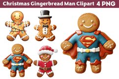 Christmas Gingerbread Man Clipart PNG Product Image 1