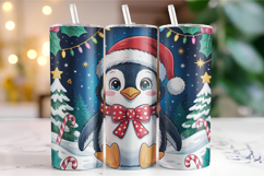 Merry Christmas Penguin Tumbler Wrap | Christmas Wrap Product Image 1