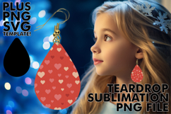 Playful Teardrop Earrings Magic PNG, Valentine's Pattern Product Image 1