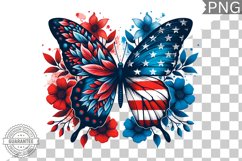4Th Of July Flora Butterfly - Sublimation 4th of July PNG Product Image 1
